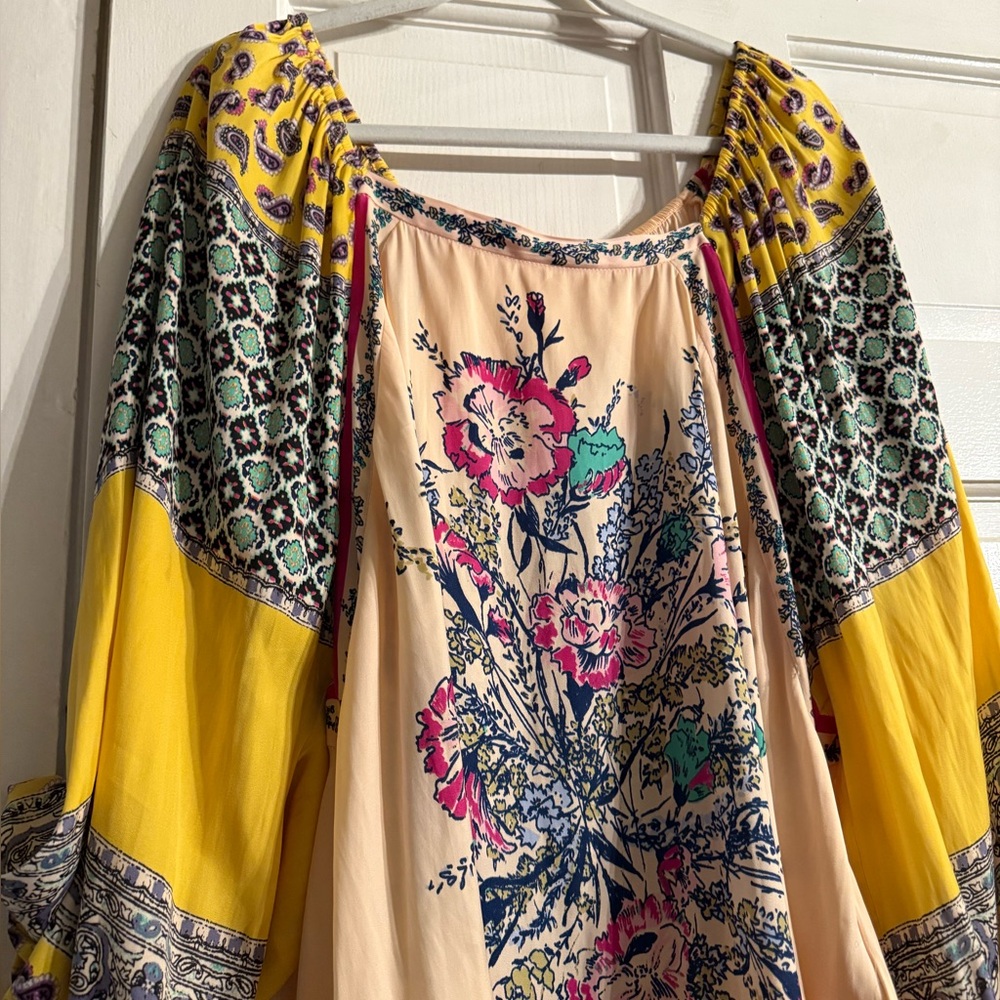 Free People Cream and Pink Top